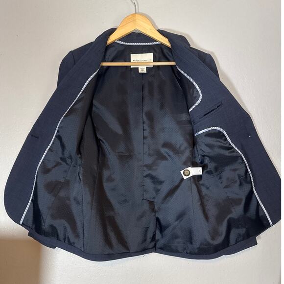 Banana Republic Fitted Wool One Button Navy Blue Blazer Womens 4P Suit Jacket - Picture 4 of 9